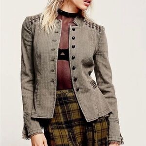 NWOT Free People Victorian lace military jacket